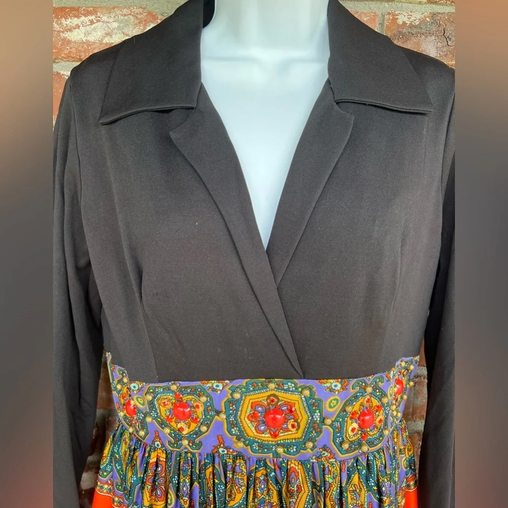 Vintage black and orange formal maxi dress size Mediuim - Picture 5 of 9